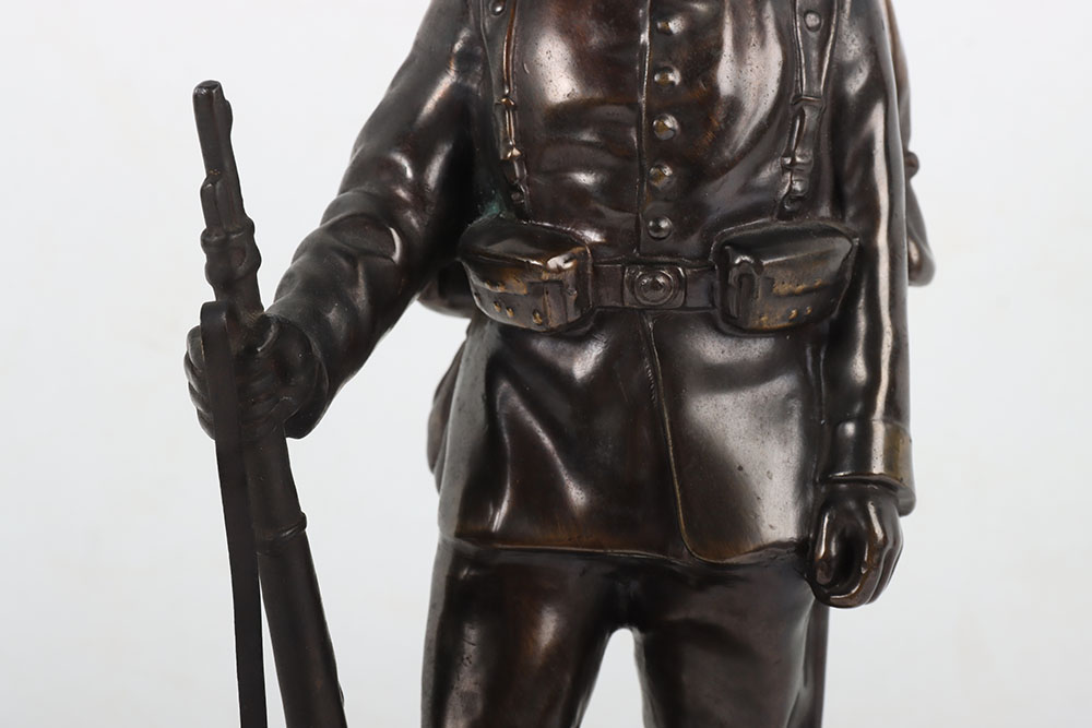 Bronzed Desk Statue of a WW1 German Soldier - Image 3 of 11