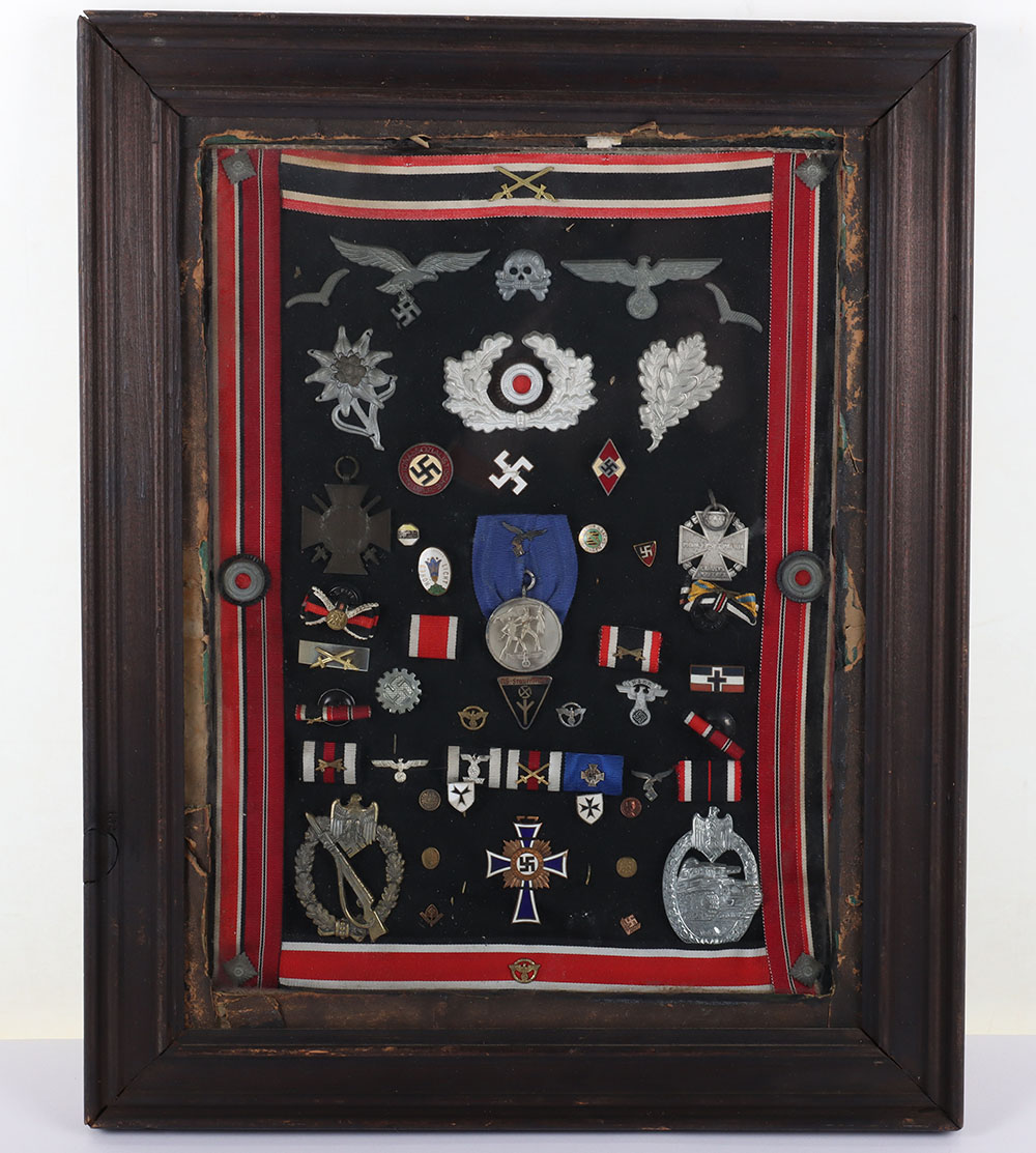 Framed Display of WW2 German Awards an Insignia