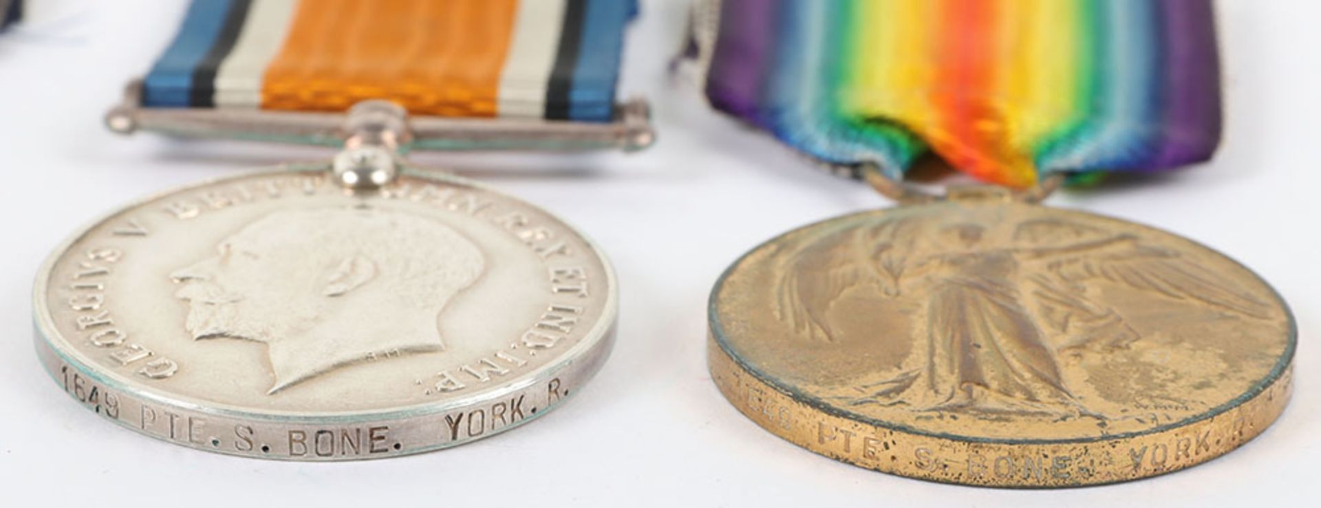 Great War 1914-15 Star Medal Trio to a Private in the Yorkshire Regiment Who Was Killed in Action a - Bild 4 aus 7