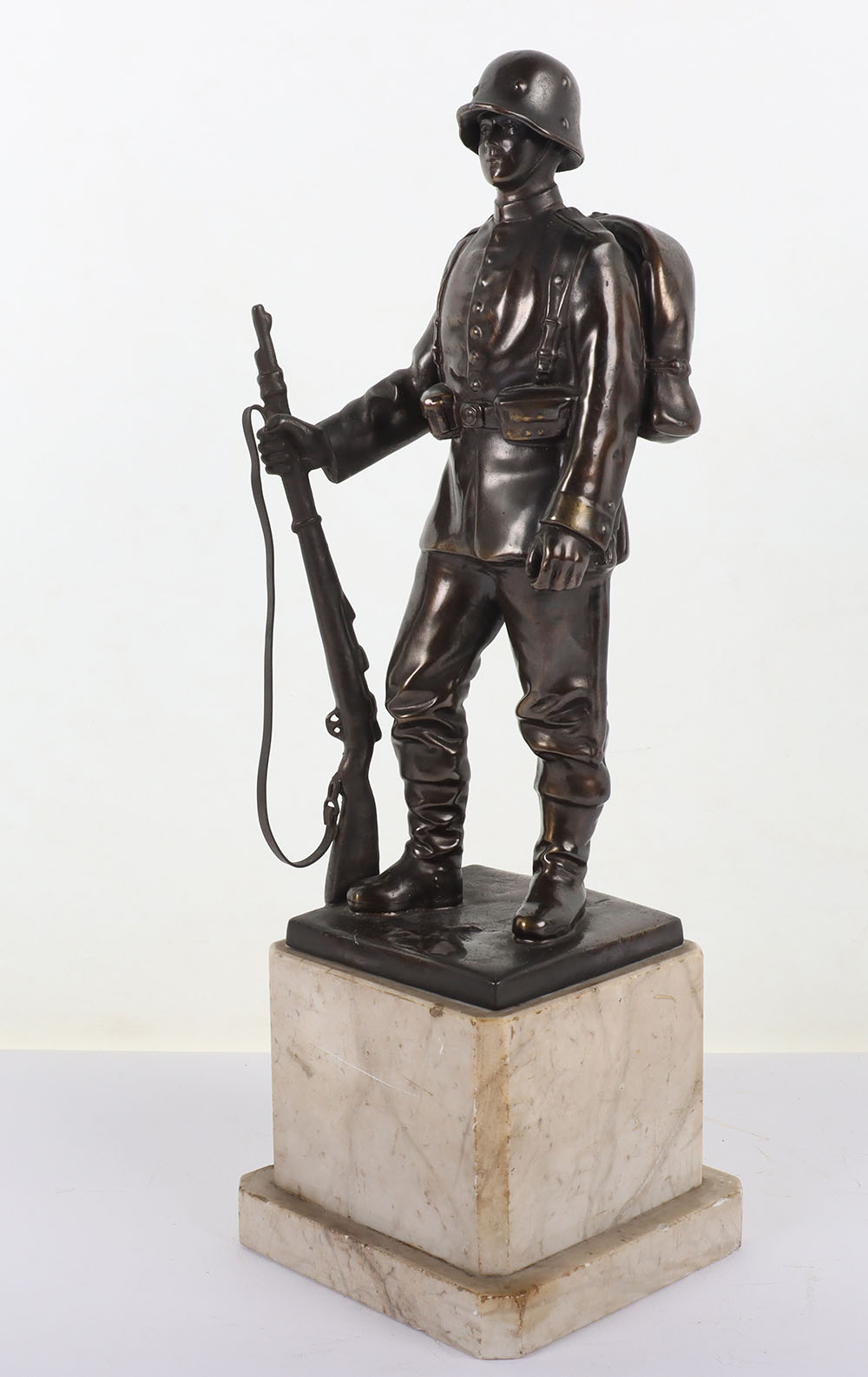 Bronzed Desk Statue of a WW1 German Soldier - Image 9 of 11