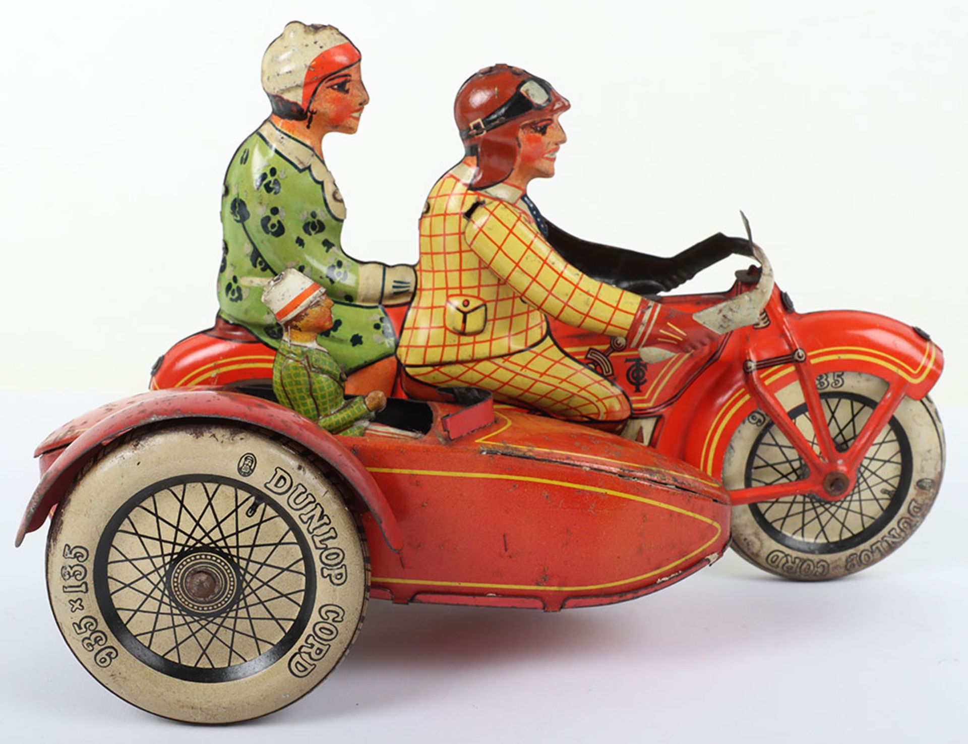 Large and rare Tipp & Co clockwork Motorbike with sidecar, German 1926 - Image 2 of 6