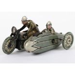 CKO Kellermann 341 tinplate clockwork Motorbike with sidecar, German circa 1950