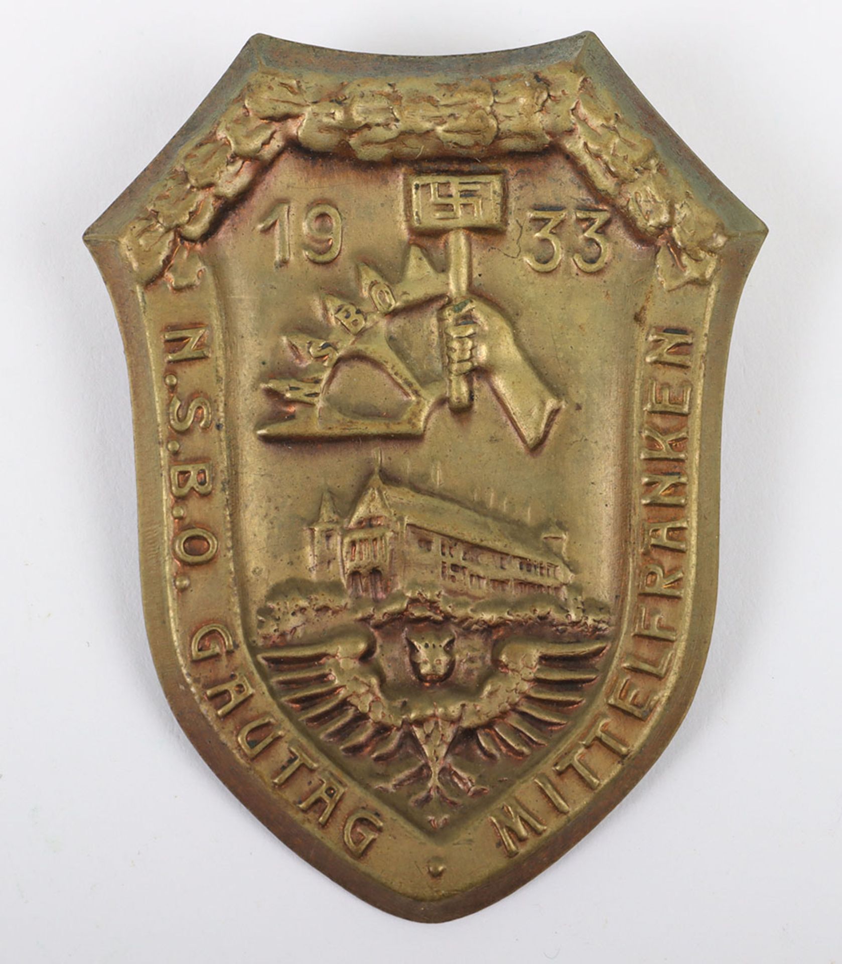 Third Reich N.S.B.O Gautag Mittelfranken 1933 Day Badge - Image 2 of 3