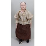 Early Andreas Voit ‘Pauline’ papier-mache shoulder head doll, French circa 1840,