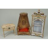 Wooden painted and decorated Dolls House furniture, French 1880s,