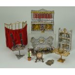 Collection of soft metal Dolls House furniture, 1890s,