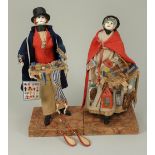 A good pair of C&H White peddler dolls, English 1840s,