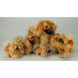 Family of six post-war Steiff ‘Peky’ Pekinese toy dogs,