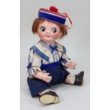 A rare and large Gebruder Heubach Einco bisque head ‘Googly’ doll, German circa 1918,