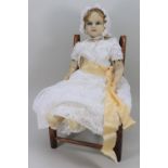 Lucinda Boyd a large poured wax shoulder head doll, probably Meech, English circa 1860,