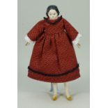 Early papier-mache shoulder head doll, German circa 1840,