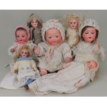 A collection of various German bisque head dolls, German circa 1920,