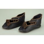 Pair of size 11 brown leather Bebe Jumeau doll shoes,