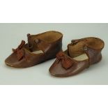 Pair of Eugene Alart brown leather French Bebe doll shoes,
