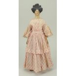 Early all original papier-mache shoulder head lady doll, German circa 1850,