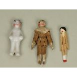 Tiny painted wooden grodnertal doll, German circa 1840,