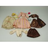 Three silk gowns for early wooden doll,