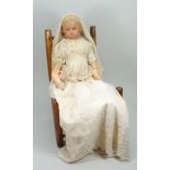 A good signed Pierotti poured wax shoulder head baby doll, English circa 1860,