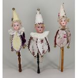 Three bisque head Marotte dolls, German circa 1915,