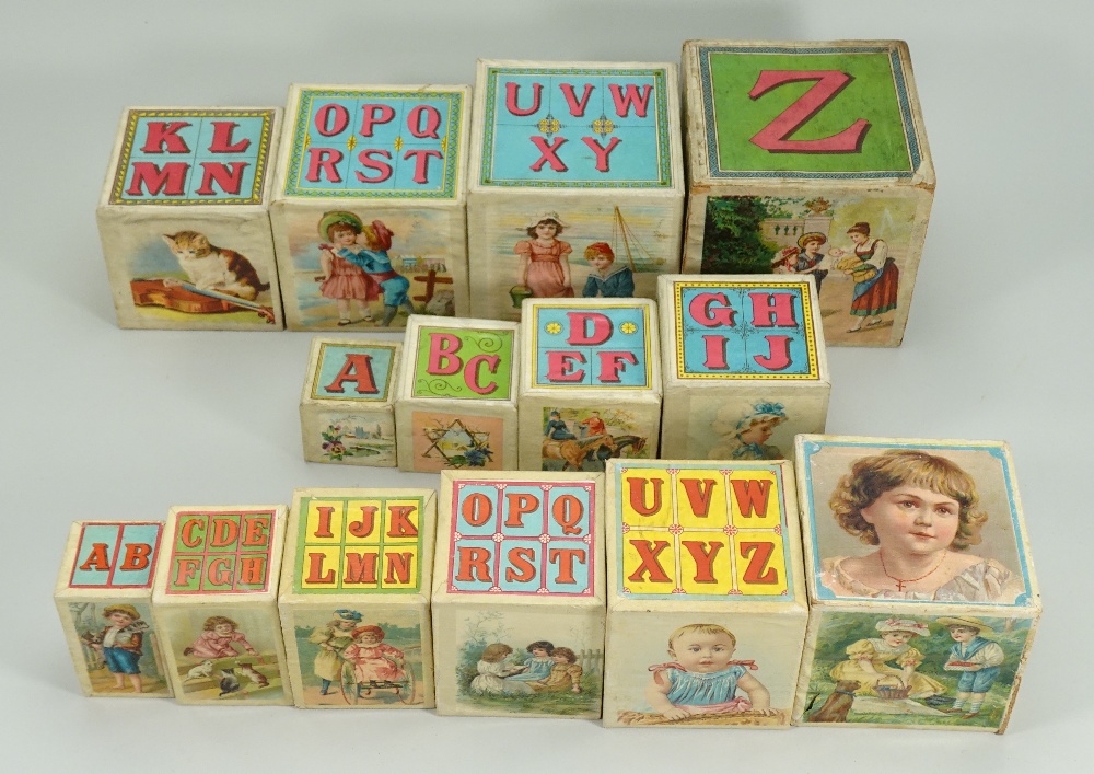 Two sets of ABC pictorial stacking cubes, German 1890s, - Image 3 of 3