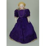 A Parian-type shoulder head doll, German circa 1850,