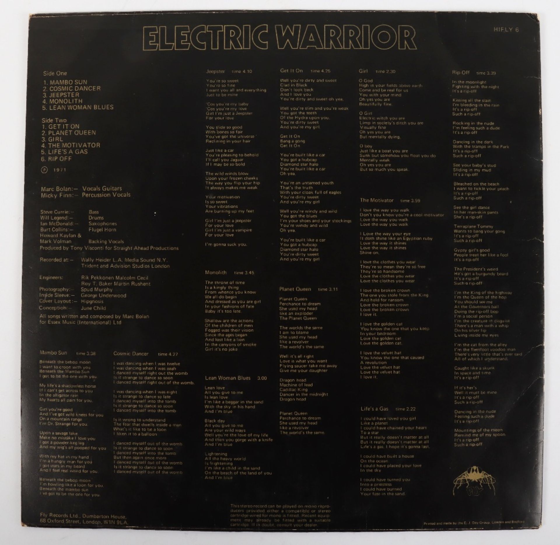 T.Rex- Electric Warrior Vinyl LP, Album - Image 5 of 8