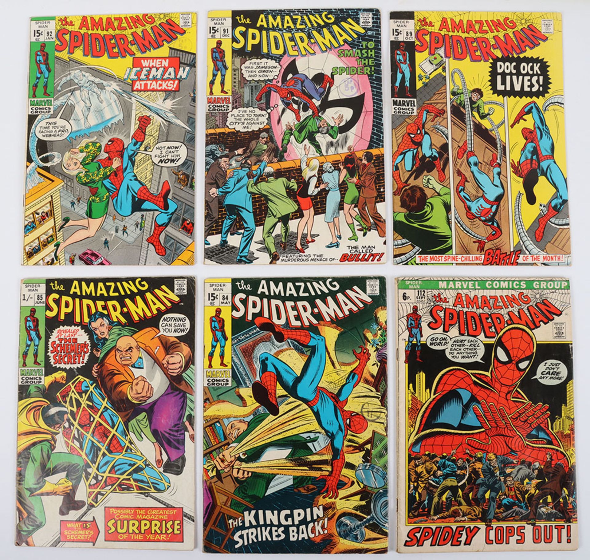 The Amazing Spider-man  No.84, 85, 89, 91, 92 & 112 Marvel Bronze Age Comics