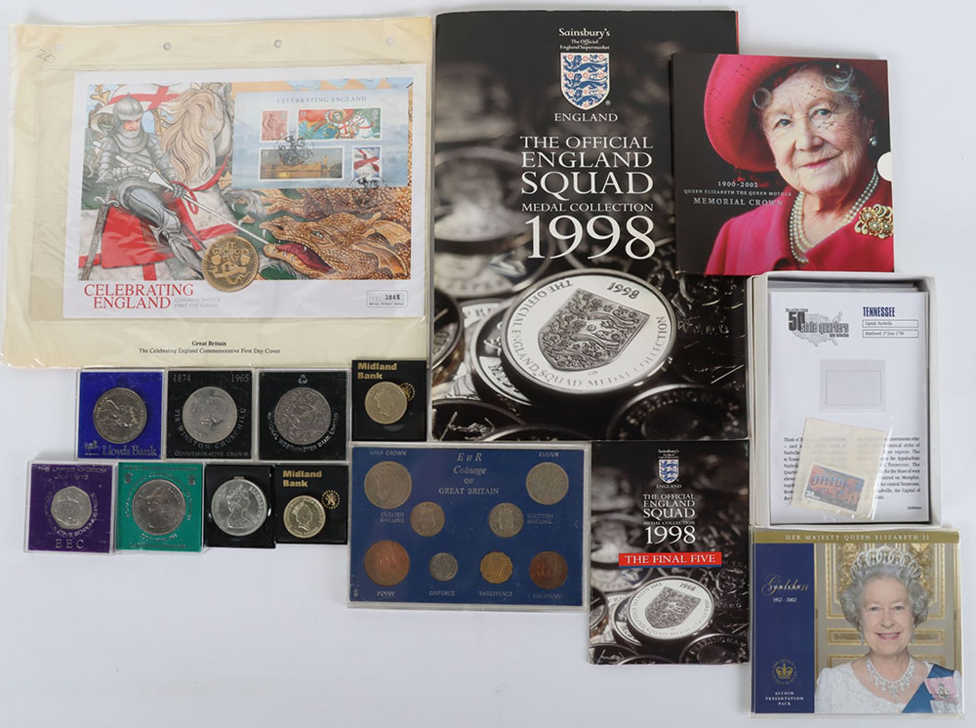 Modern coins and sets including Queen Mother memorial crown, 1996 Coin set