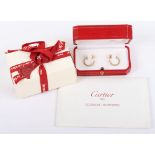 A pair of 18ct gold Cartier Trinity hoop earrings, with white, yellow and rose hoops