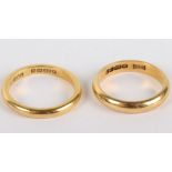 Two 22ct gold band rings
