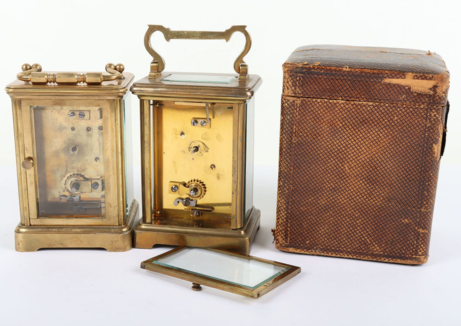 Three 20th century carriage clocks, including one with subisidiary dial and in travel case, - Image 3 of 4