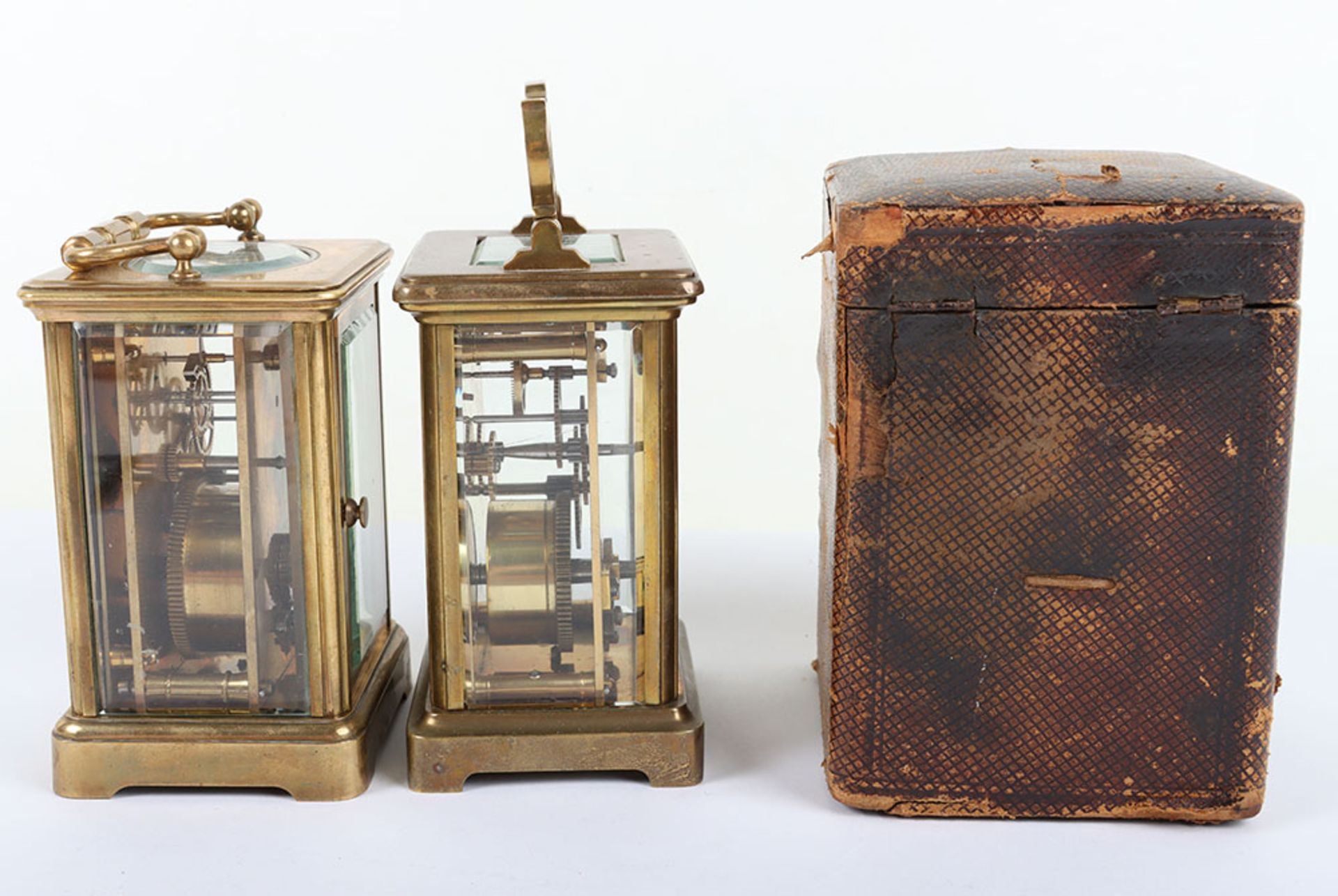 Three 20th century carriage clocks, including one with subisidiary dial and in travel case, - Image 4 of 4
