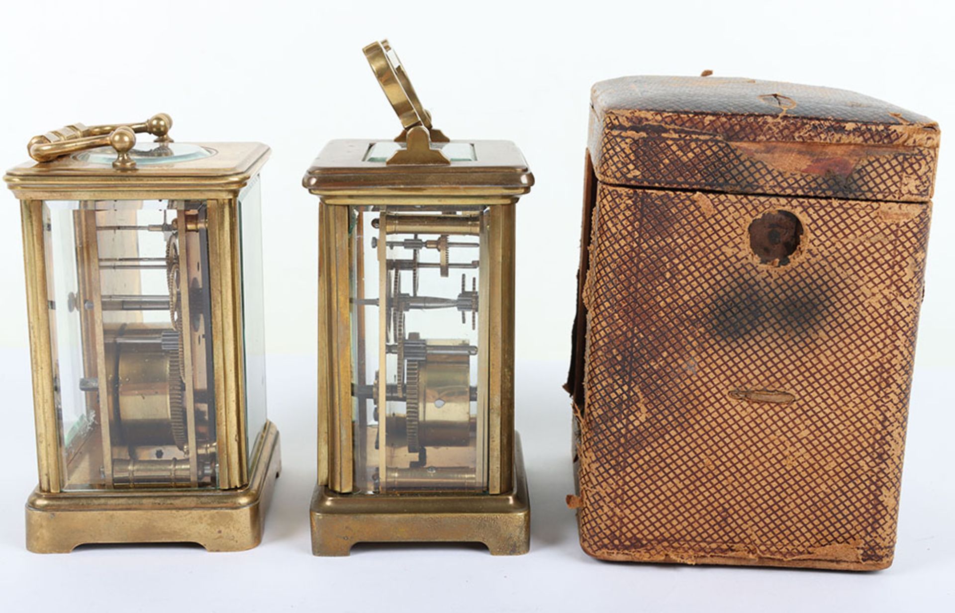 Three 20th century carriage clocks, including one with subisidiary dial and in travel case, - Image 2 of 4