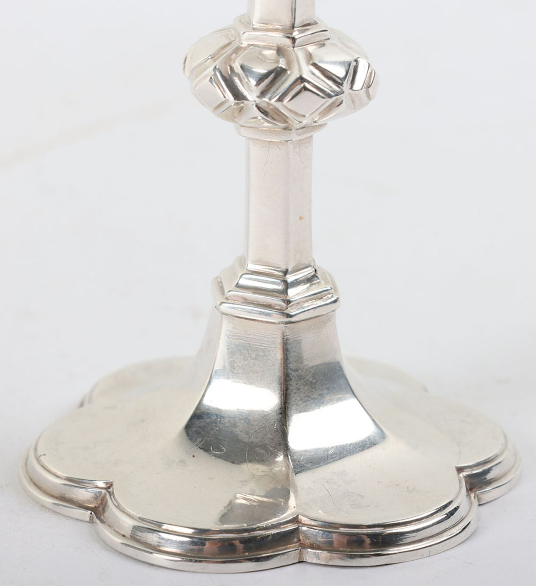 A Victorian silver Gothic revival Ecclesiastical Communion chalice and paten, Edward & John Barnard, - Image 5 of 7