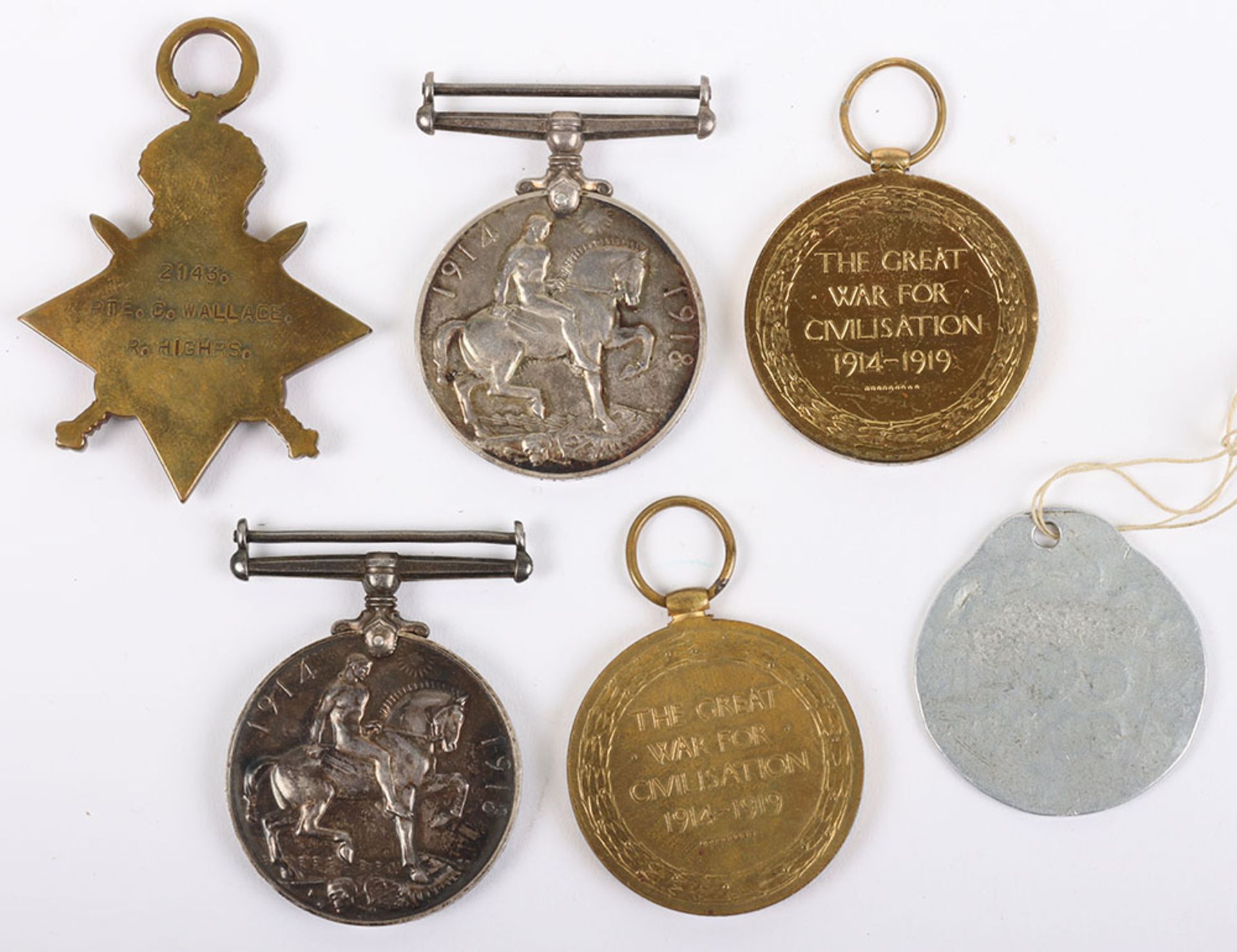 Great War Medal Groups to the Wallace Brothers from Dundee, One of Whom was Killed in Action in May - Image 3 of 10