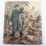Soviet Russian Oil Paining by Vili Leopoldovich Mokrozhitskiy ‘Appeal of an Anti-Fascist’