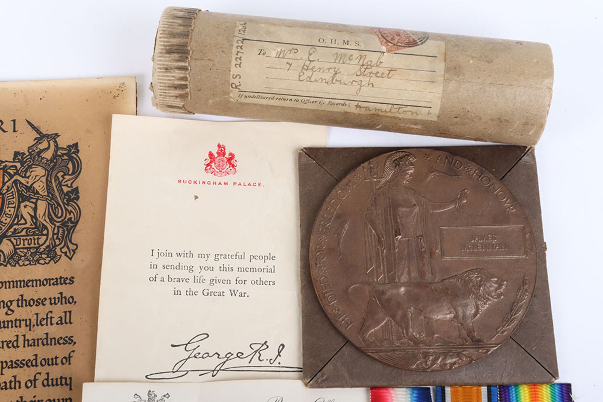 2x Great War Memorial Scrolls and Other Items to Scottish Regiments - Image 2 of 4