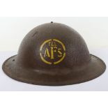 Scarce WW2 British Home Front Telephone Operator Auxiliary Fire Service Steel Helmet
