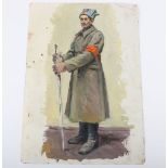 Soviet Russian Oil Painting by Ilya Efimovich Vasilchenko ‘The Red Army Soldier’
