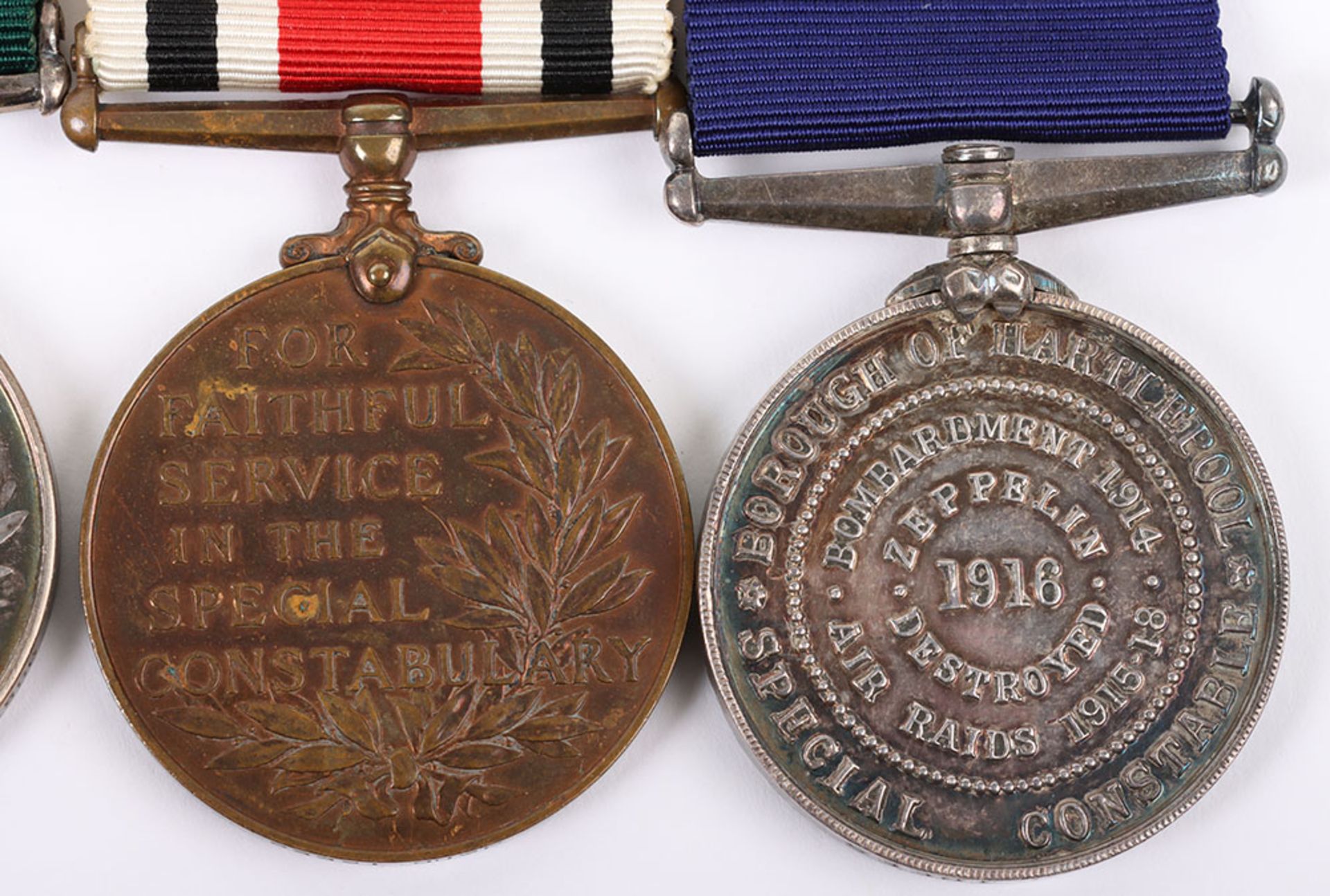 Rare Great War Hartlepool Special Constabulary Double Long Service Medal Group of Three - Image 9 of 10