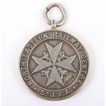 A Rare North Eastern Railway Centre St Johns Ambulance Association Hallmarked Silver Medallion in Re