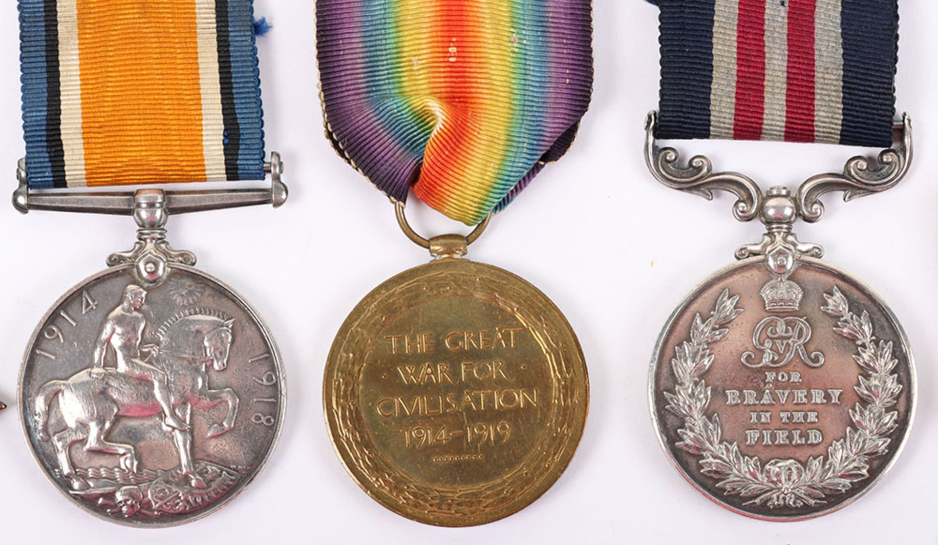 A Good Great War Western Front Military Medal and Second Award Bar Group of Four to the Kings Royal - Image 11 of 19
