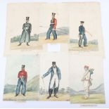 6x Imperial Russian Watercolour Paintings of Military Figures Circa 1815