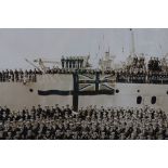 Large Framed and Glazed Panoramic Photograph of the Officers and Crew of HMS Raleigh