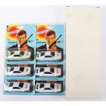 Six Corgi Juniors E-60 with James Bond Roger Moore silhouette “ The Spy Who Loved Me” Lotus Esprit