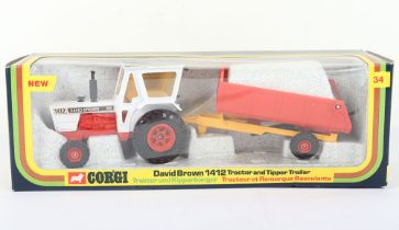 Corgi Set 34 David Brown 1412 Tractor and Tipping Trailer