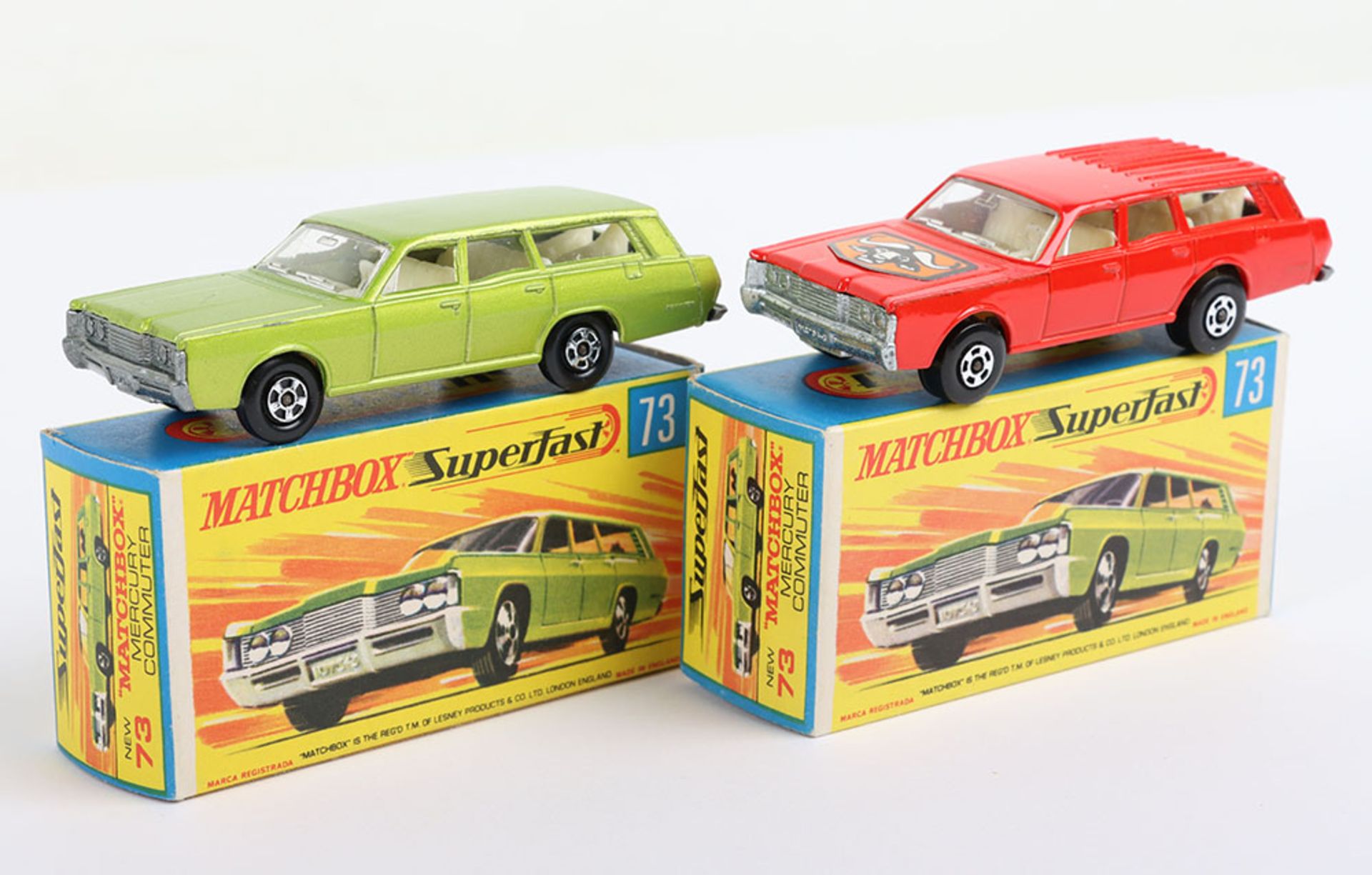 Two Boxed Matchbox Lesney Superfast 73c Mercury Commuters