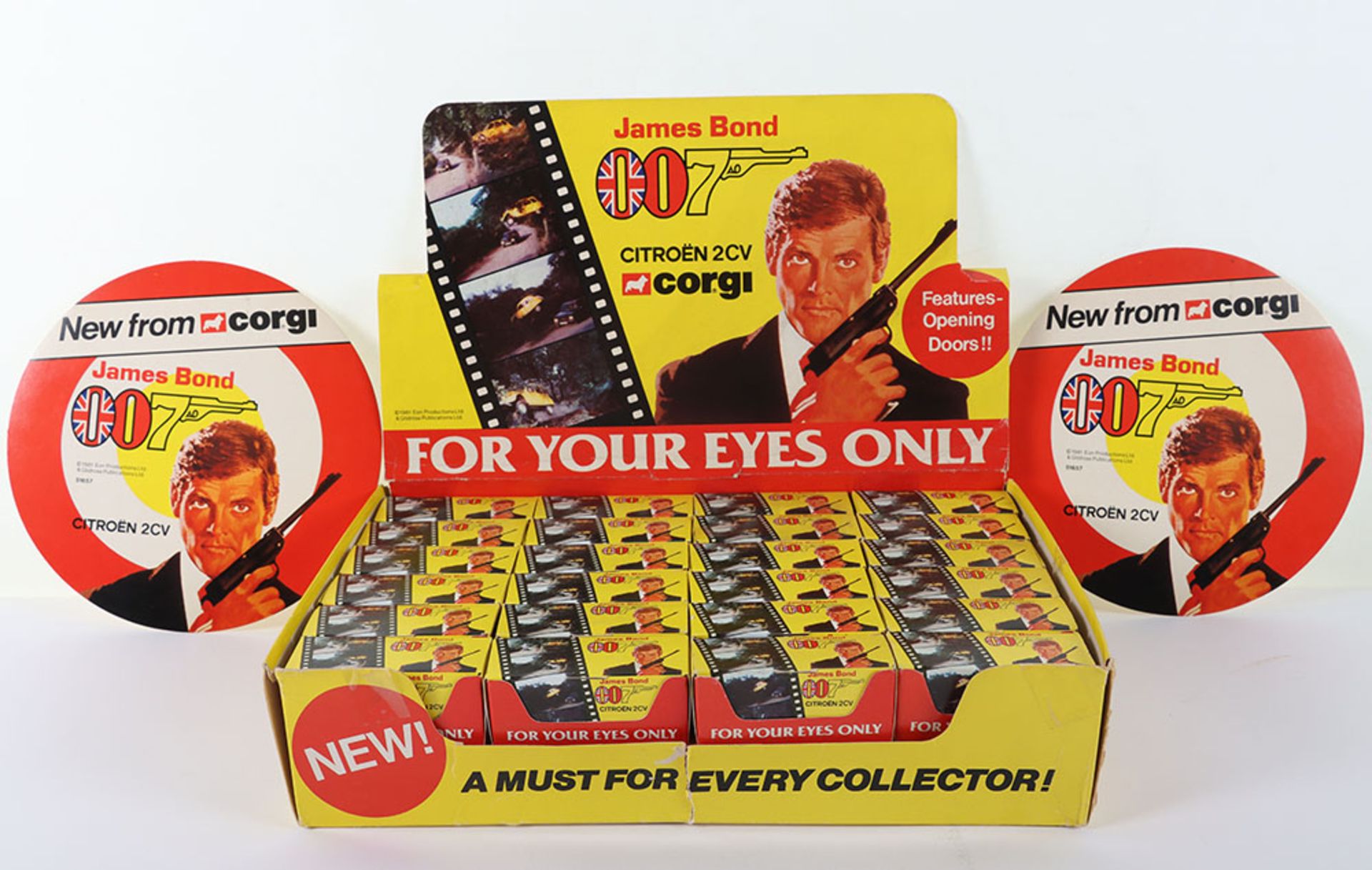 Very Scarce Corgi Juniors James Bond 51657 Citroen 2CV “For Your Eyes Only” Trade Shop Counter Displ