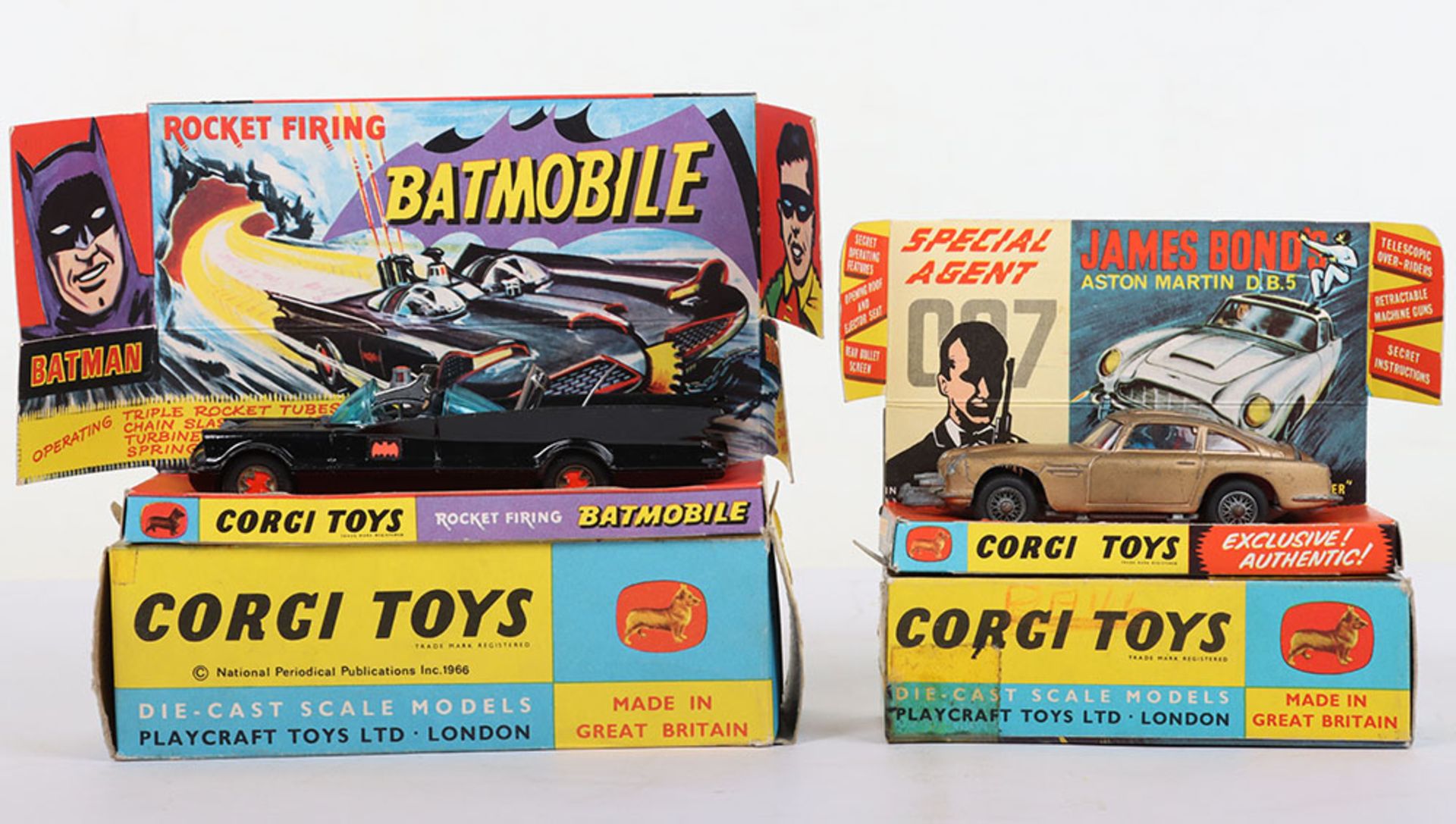 Corgi Toys 267 Batmobile and 261 James Bond Aston Martin