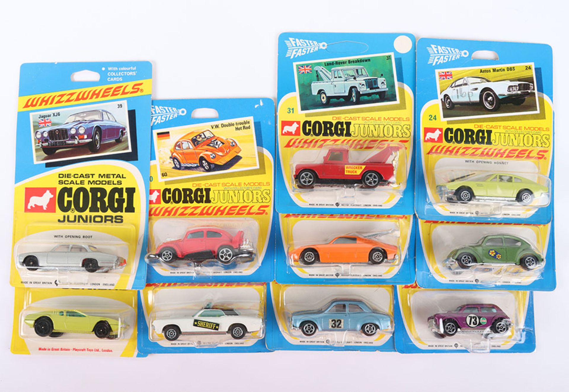 Ten Carded Corgi Junior Models with collectors cards
